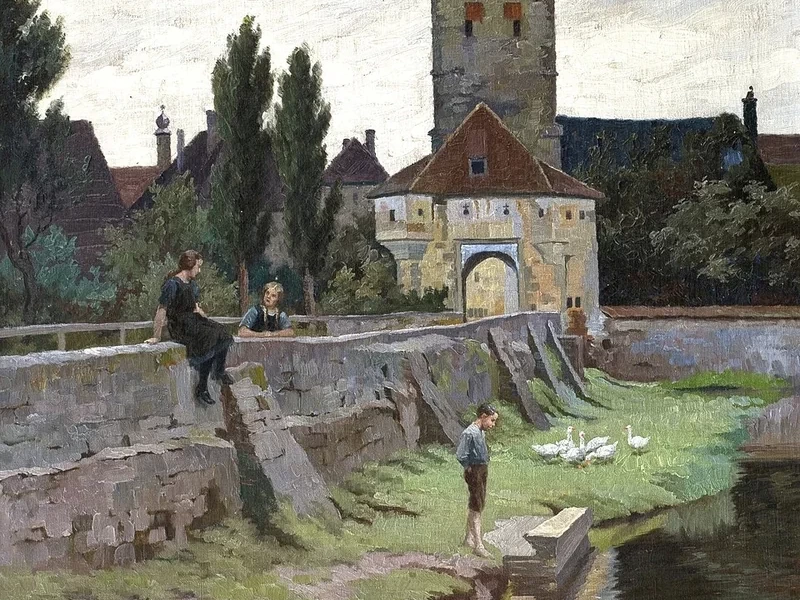 1868-Otto Kubel - La Porta di Rothenburg a Dinkelsbühl
